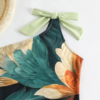 Women's Swimsuit Set with Elegant Asymmetrical Design and Playful Skirt Detail