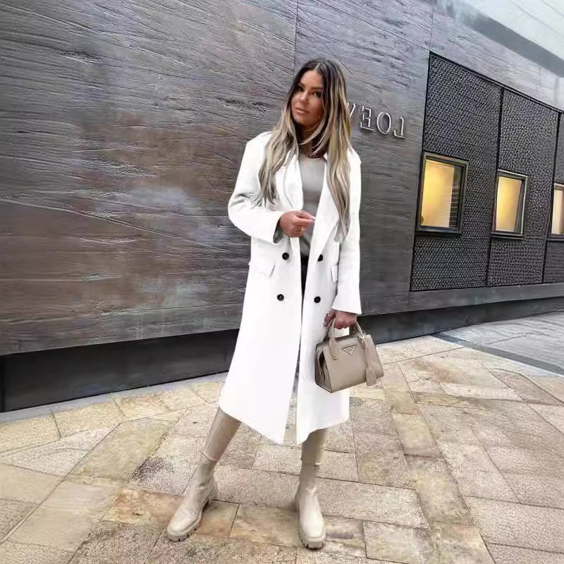 Women's Elegant and Timeless Double-Breasted Wool Coat