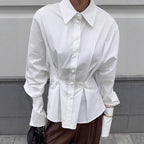 Women's Fashionable Shirt Blouse with Tailored Cut and Voluminous Sleeves