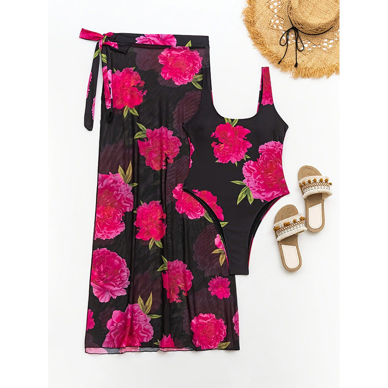 Women's Swimsuit Set with Elegant Wrap Skirt