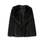 Elegant Faux Fur Jacket with Large Collar