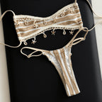 Women's Bandeau Bikini with Unique Embellishments