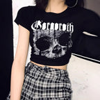 Women's Crop T-Shirt with Unique Skull Design