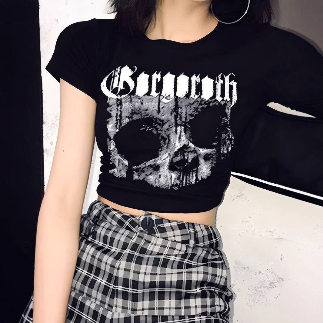 Women's Crop T-Shirt with Unique Skull Design