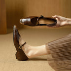 Women's Ballerina Flats with Strap and Block Heel