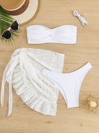 Women's Bandeau Bikini with Elegant Wrap Skirt
