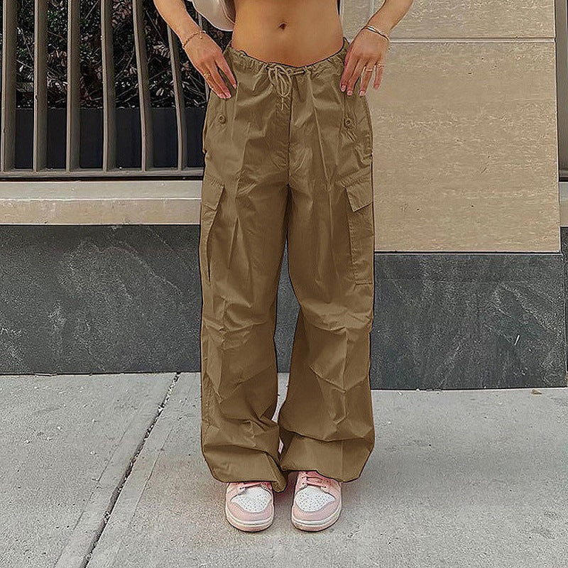 Women's Comfortable Cargo Pants with Elastic Waistband and Pockets
