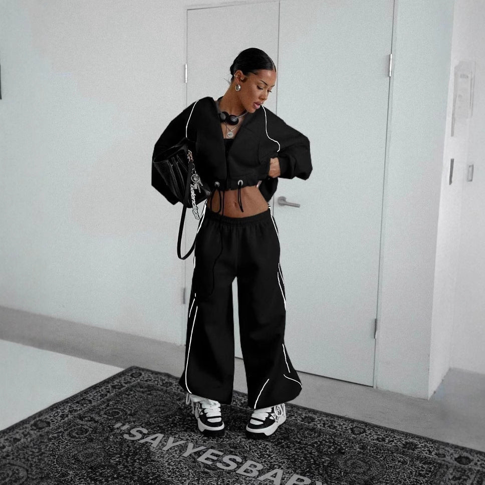 Women's Casual and Comfortable Vintage Jogging Set with High Waist