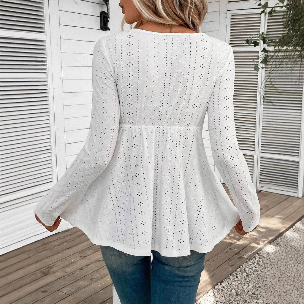 Women's Blouse with Romantic Crochet and Lace Elements