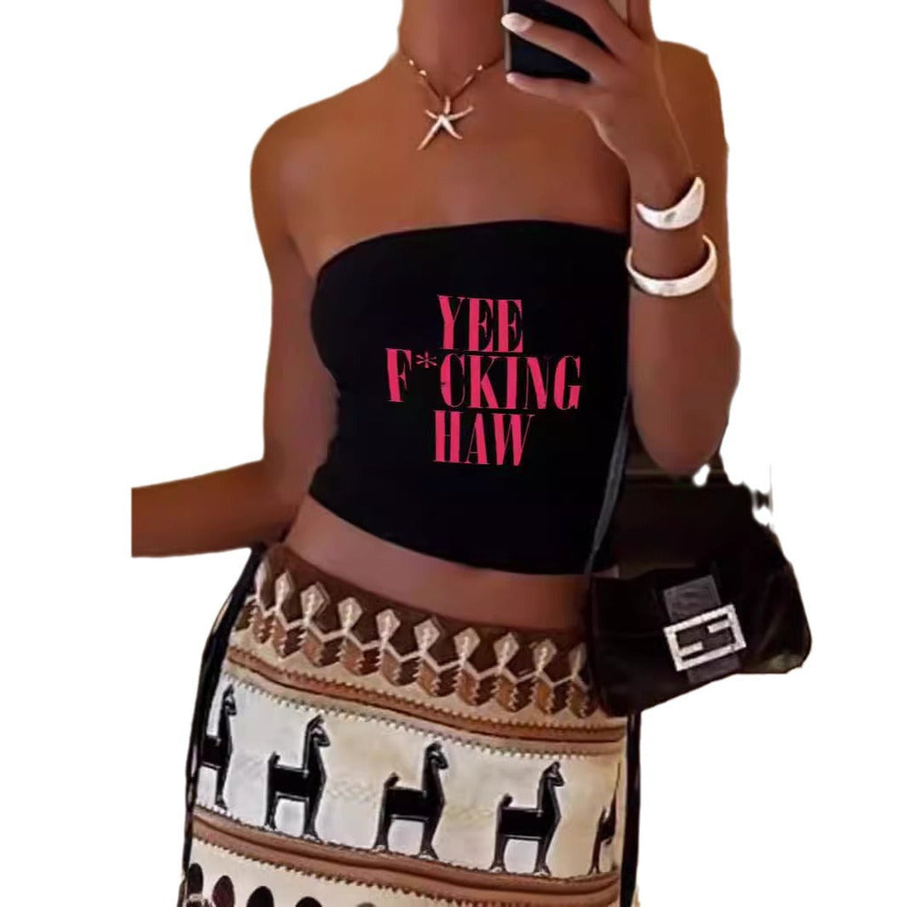 Women's Bandeau Top with Maritime Motif