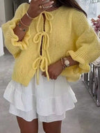 Women's Chunky Knit Cardigan with Tie Details