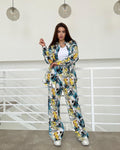 Women's Fashionable Ensemble with Floral Pattern and Wide Cut