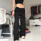 Women's Cargo Pants with Side Pockets and Adjustable Waist