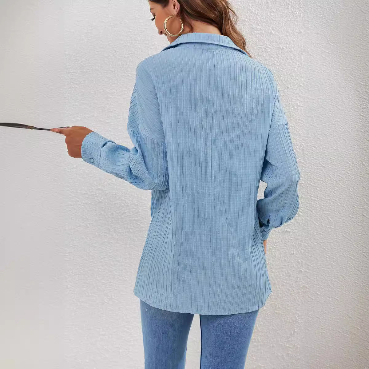 Casual Women's Textured Shirt Blouse