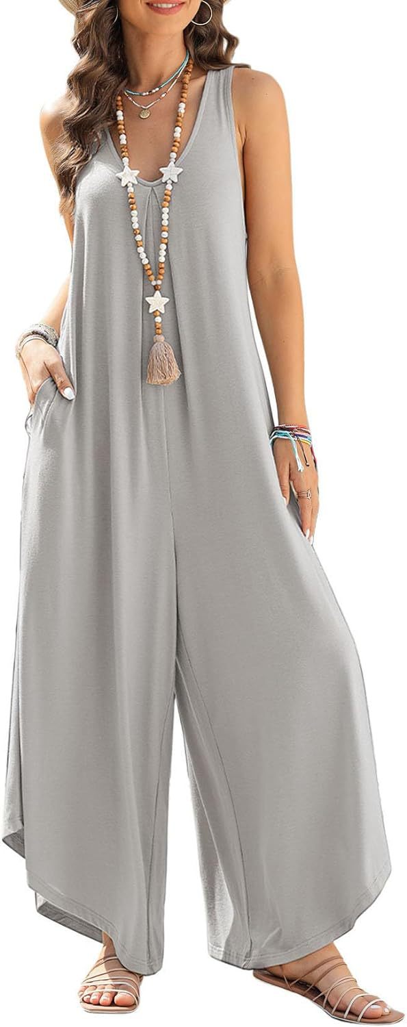 Women's Airy Wide-Leg Jumpsuit with Pockets