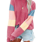 Women's Casual Pullover with Colorful Sleeve Design