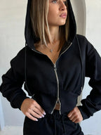 Cropped Zip-Up Hoodie