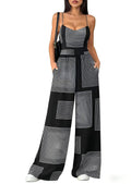 Women's Elegant Geometric Print Wide-Leg Jumpsuit