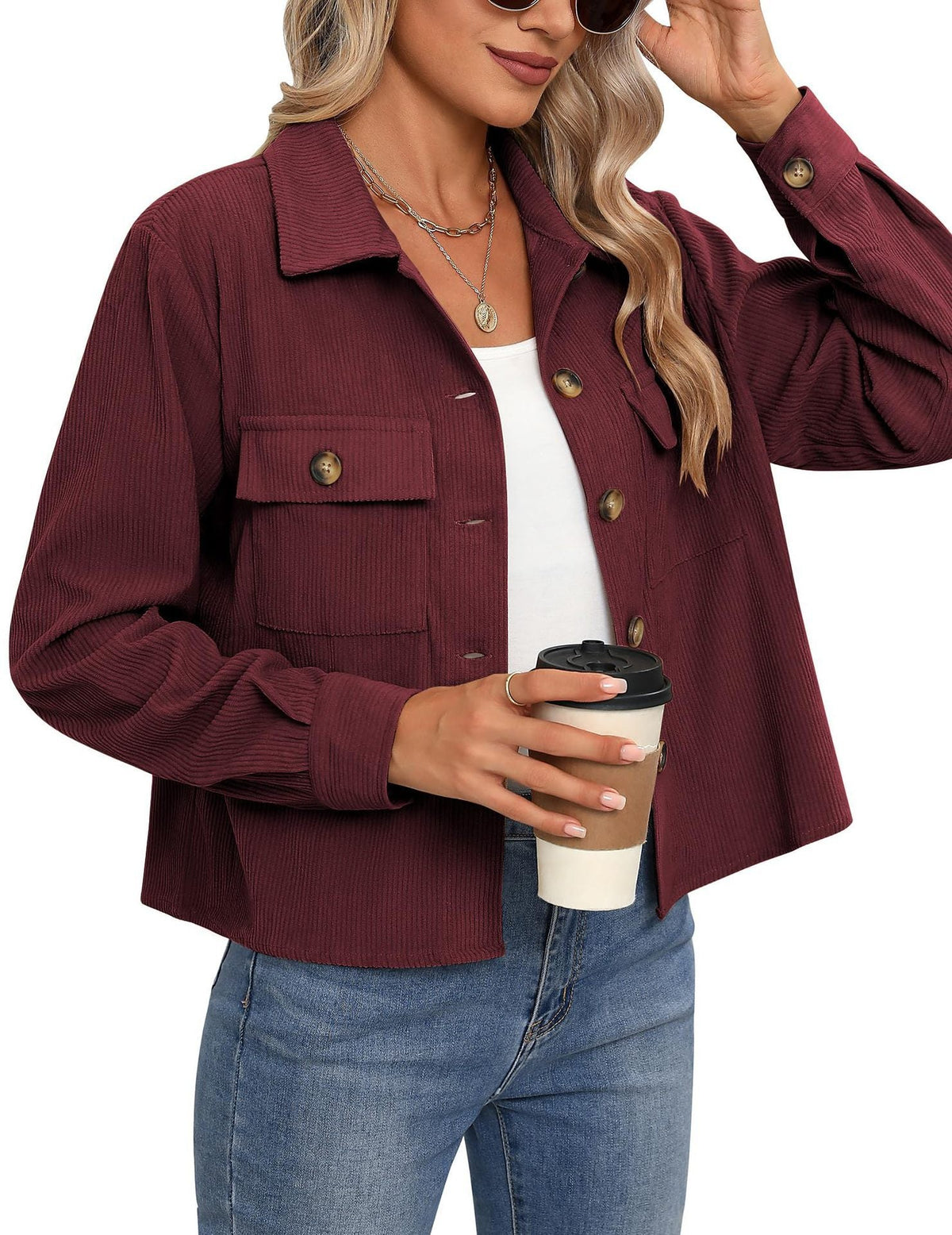 Women's Corduroy Jacket with Practical Chest Pockets
