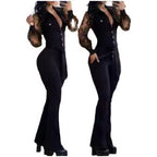 Elegant Jumpsuit with Sheer Sleeves
