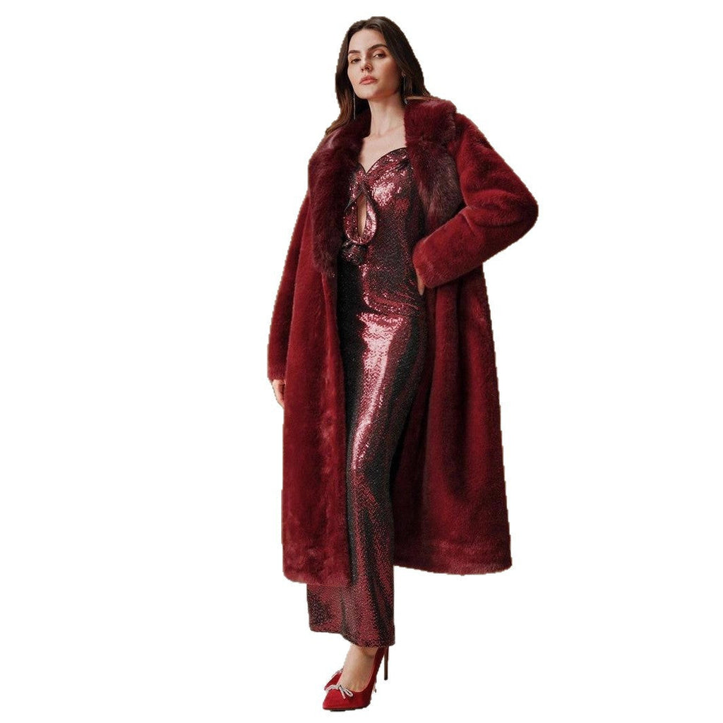 Women's Luxury Faux Fur Coat with Elegant Lapel