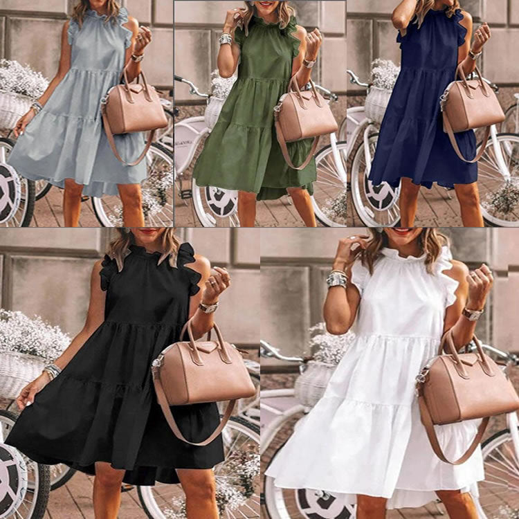 Women's Detailed Ruffled Strap Dress