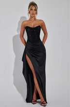 Women's Elegant Evening Dress with Shimmering Bodice