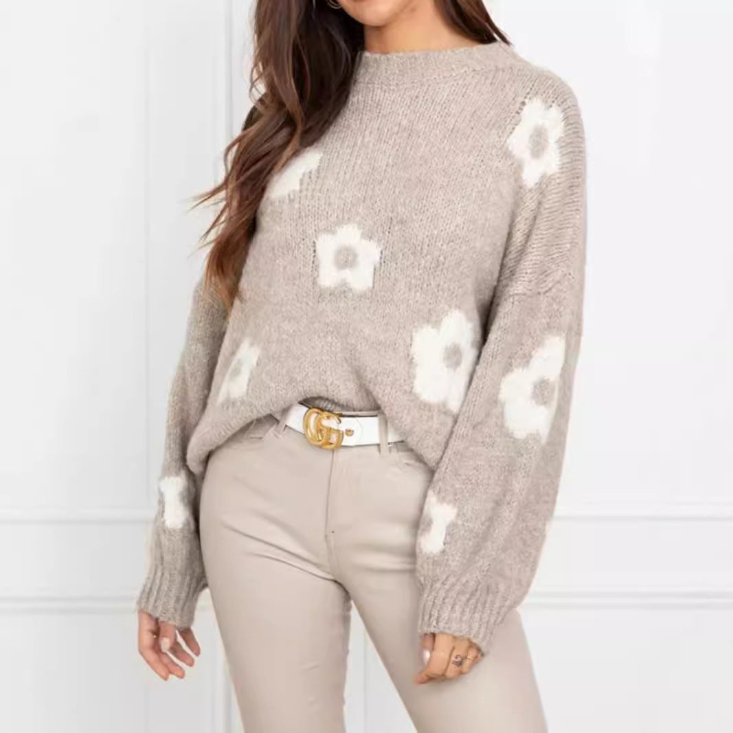 Women's Cozy Floral Knit Sweater