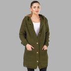 Women's Chunky Knit Cardigan with Pockets and Button Placket