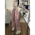 Women's Cargo Pants with Practical Side Pockets and Elastic Waistband