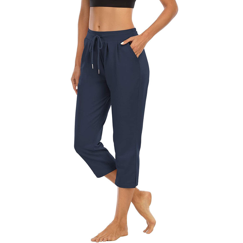 Women's Comfortable Casual Pants with Elastic Waistband and Side Pockets