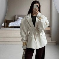 Elegant Oversized Blazer with Belt Detail