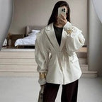 Elegant Oversized Blazer with Belt Detail