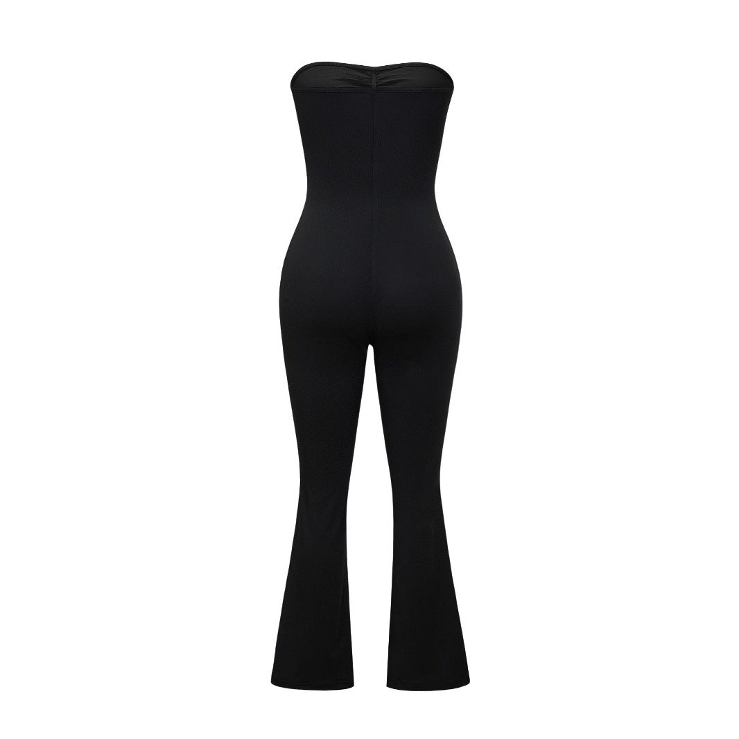 Women's Bustier Jumpsuit with Flared Legs
