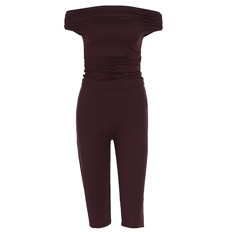 Elegant Women's Off-Shoulder Jumpsuit with Ruching