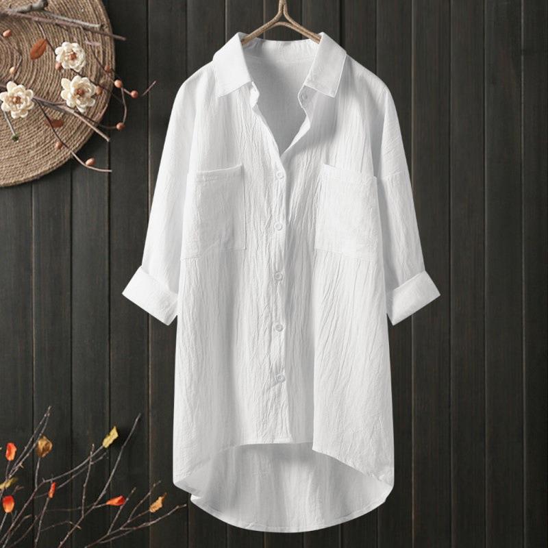Casual Long-Sleeve Button-Down Blouse