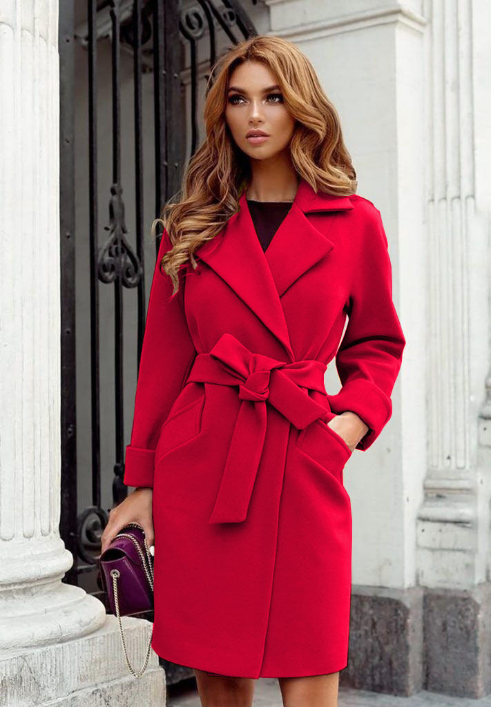 Elegant Trench Coat with Belt and Pockets
