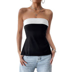 Women's Bandeau Top with Elegant Color Block Design
