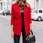 Women's Elegant Tailored Blazer with Double-Breasted Button Closure