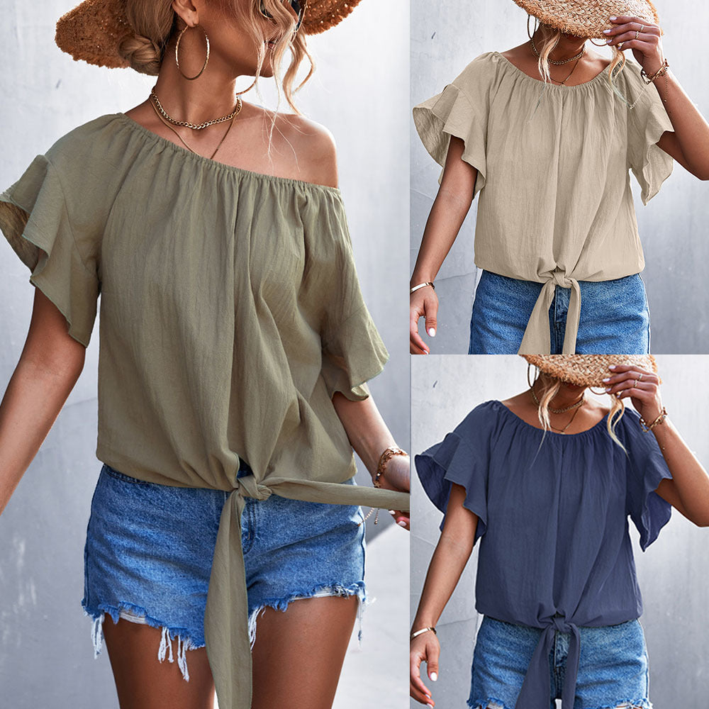 Women's Airy Blouse with Playful Knot and Voluminous Sleeves