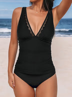 V-Neck Ruched Swim Top