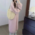Long Women's Knit Jumpsuit with Dropped Shoulders