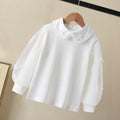 Women's Blouse with Elegant Puff Sleeves and Ruffled Collar