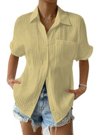 Women's Short-Sleeve Shirt with Textured Fabric