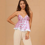 Women's Floral Blouse with Delicate Ruffles