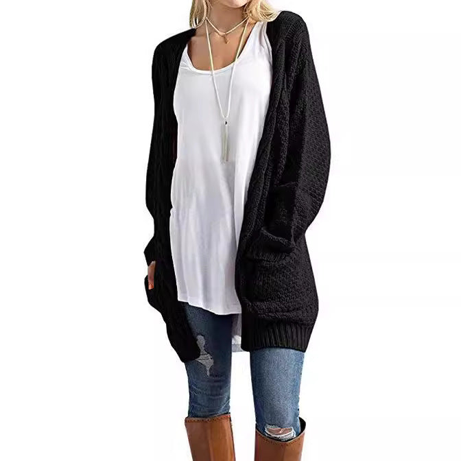 Cozy Knit Cardigan with Pockets and Cable Knit Pattern