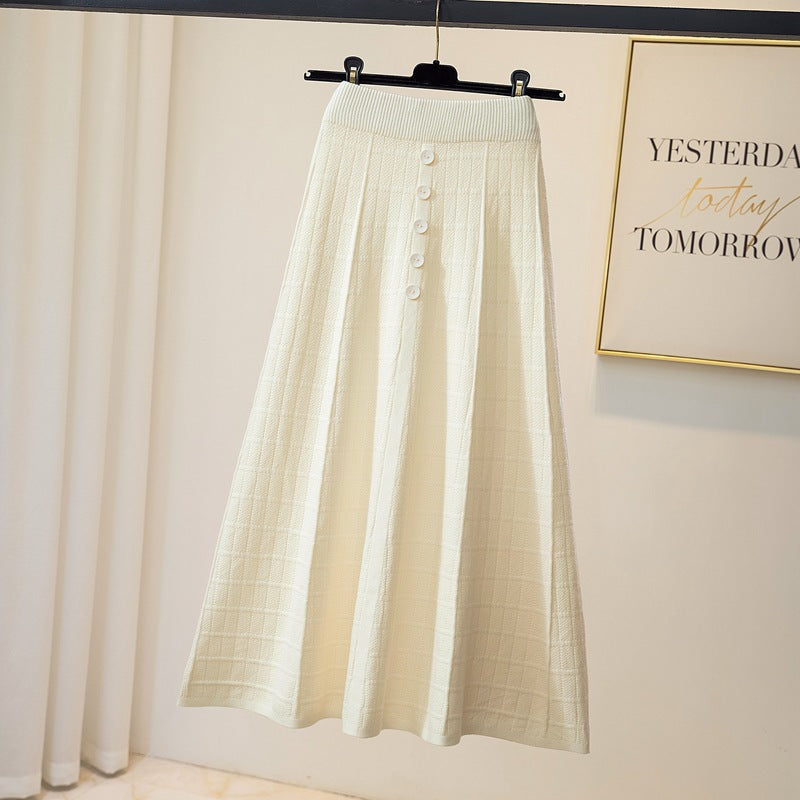 Women's Textured Maxi Skirt with Button Details