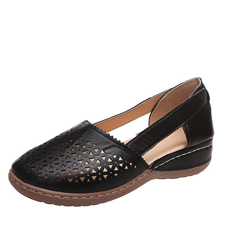 Women's Breathable Ballet Flats with Decorative Perforated Pattern