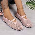 Women's Breathable Ballet Flats with Fashionable Cutout Pattern and Comfortable Strap