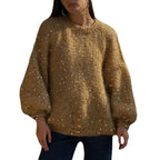 Women's Glitter Knit Sweater with Wide Cut